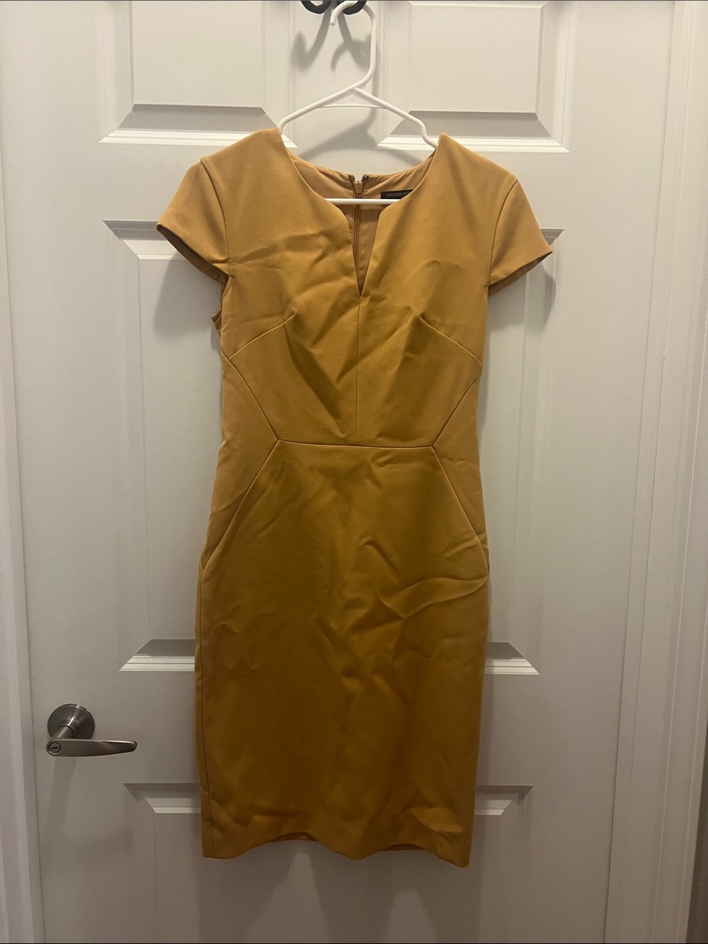 Banana Republic Mustard Short-Sleeve Sheath Dress